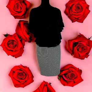 NWT Black & White striped knit stretch skirt